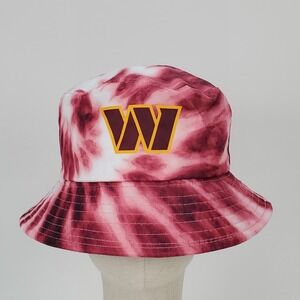 NFL Washington Commanders Tie Dye Reversible Bucket Hat Burgundy White Mens OSFM